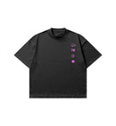 Black t-shirt with pink Club Cosmo's graphics on a white background.