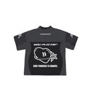 Black sports jersey with white Club Cosmo's graphics and text on a white background.