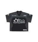Black and grey sports jersey with Club Cosmo's star and text graphics.