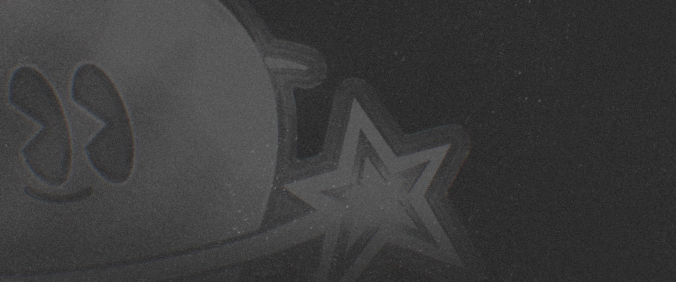 Black and white illustration of Cosmo the Cosmic Heart on a dark background.