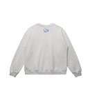Gray sweatshirt with a small Club Cosmo's logo on the back against a white background.