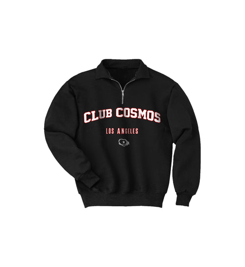 Black sweatshirt with 'Club Cosmo's Los Angeles' text on a white background.