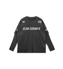 Dark grey long-sleeve shirt with 'CLUB COSMO'S' text on a white background.